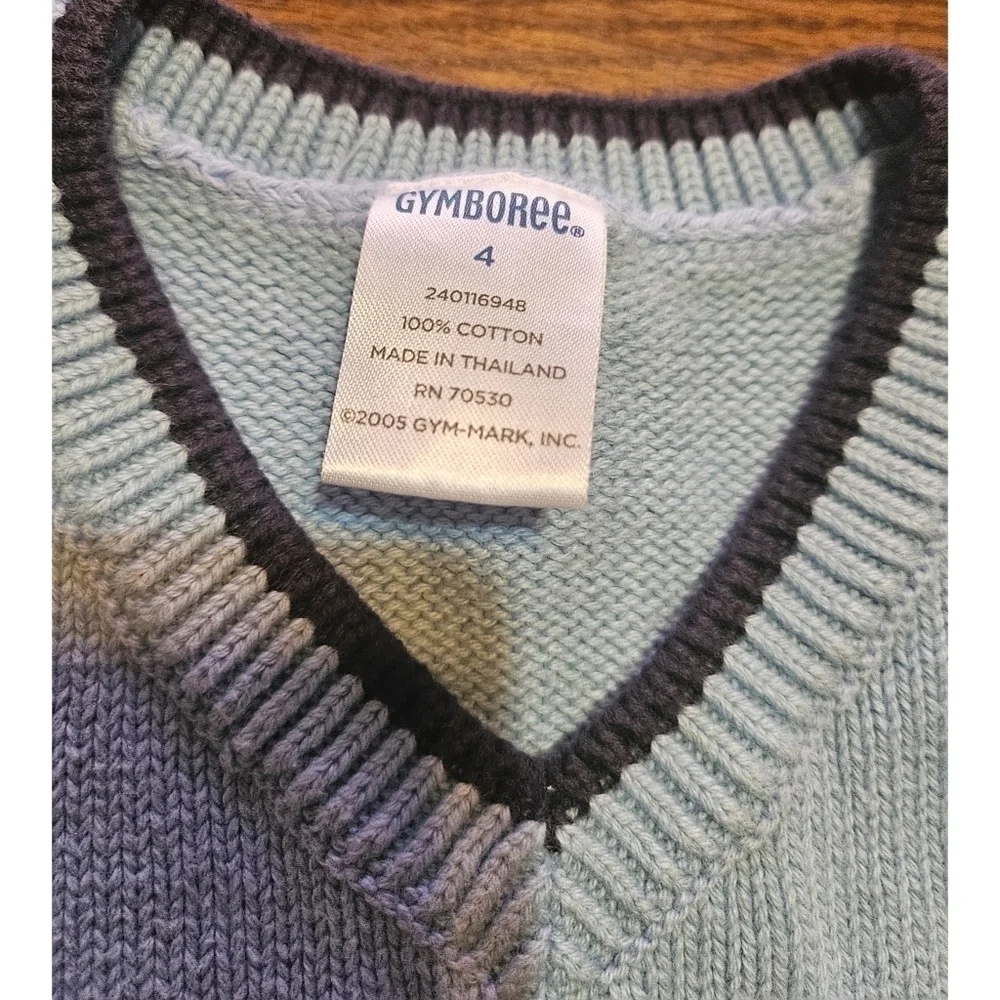 Gymboree Boys Blue Knit Argyle Diamond Vest